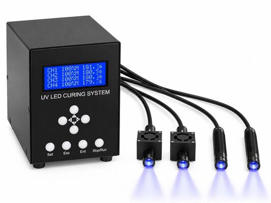 Sistema multicanale di curatura a spot UV LED con elevata potenza di irradiazione e bassa generazione di calore per l'assemblaggio di precisione